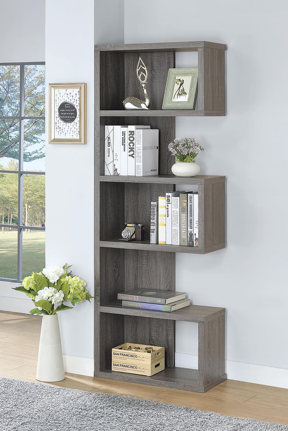 G800552 Contemporary Weathered Grey Bookcase - ATL FURNITURE