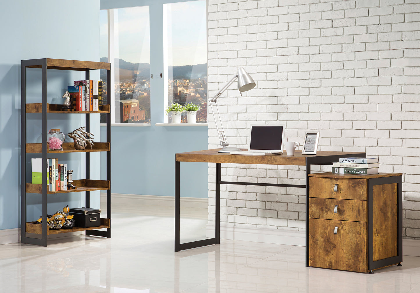 Estrella 47-inch Engineered Wood Writing Desk Rustic Nutmeg