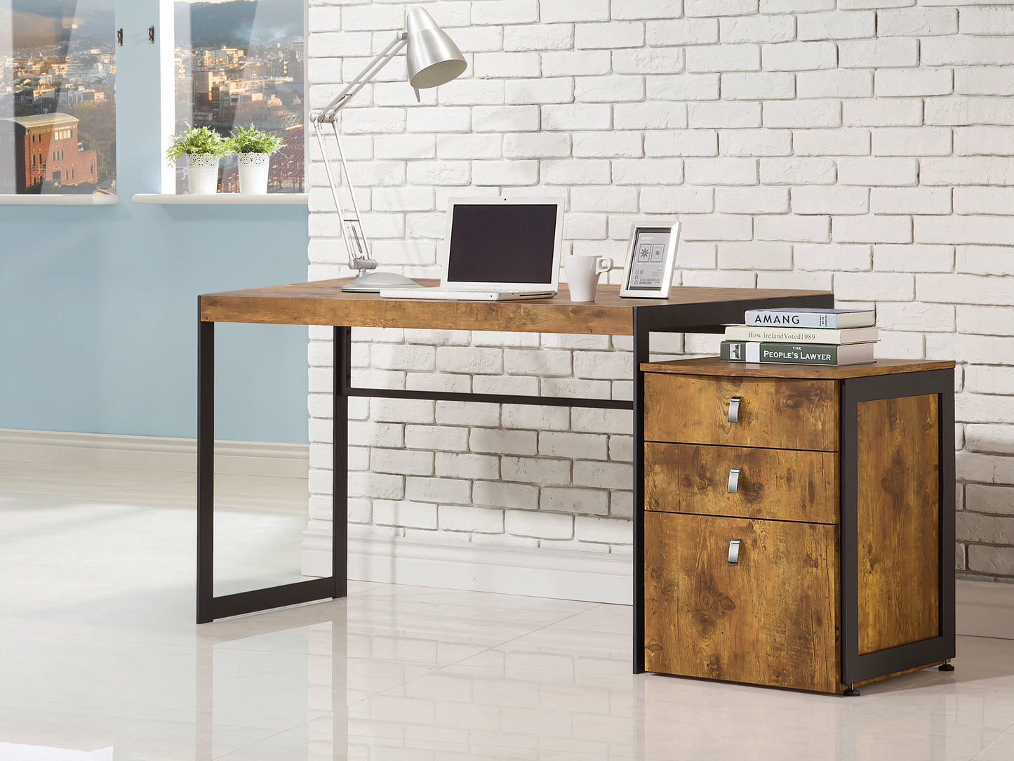 Estrella 47-inch Engineered Wood Writing Desk Rustic Nutmeg