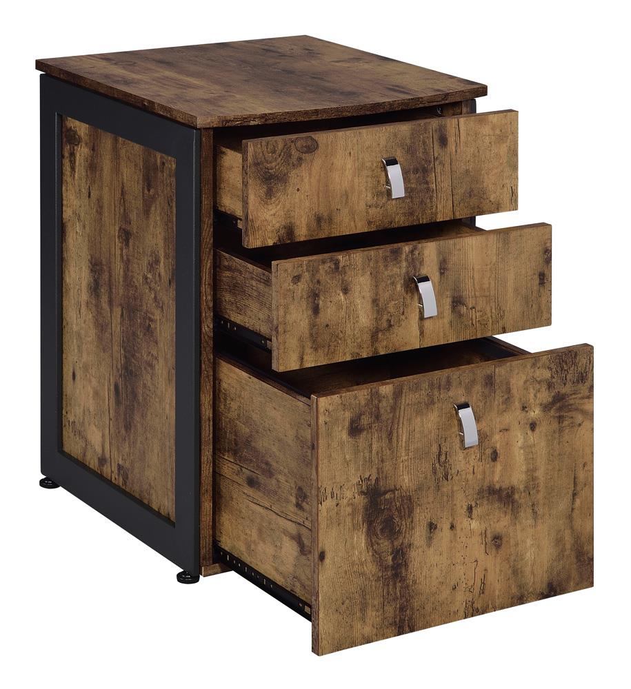 Estrella Industrial Antique Nutmeg File Cabinet - ATL FURNITURE