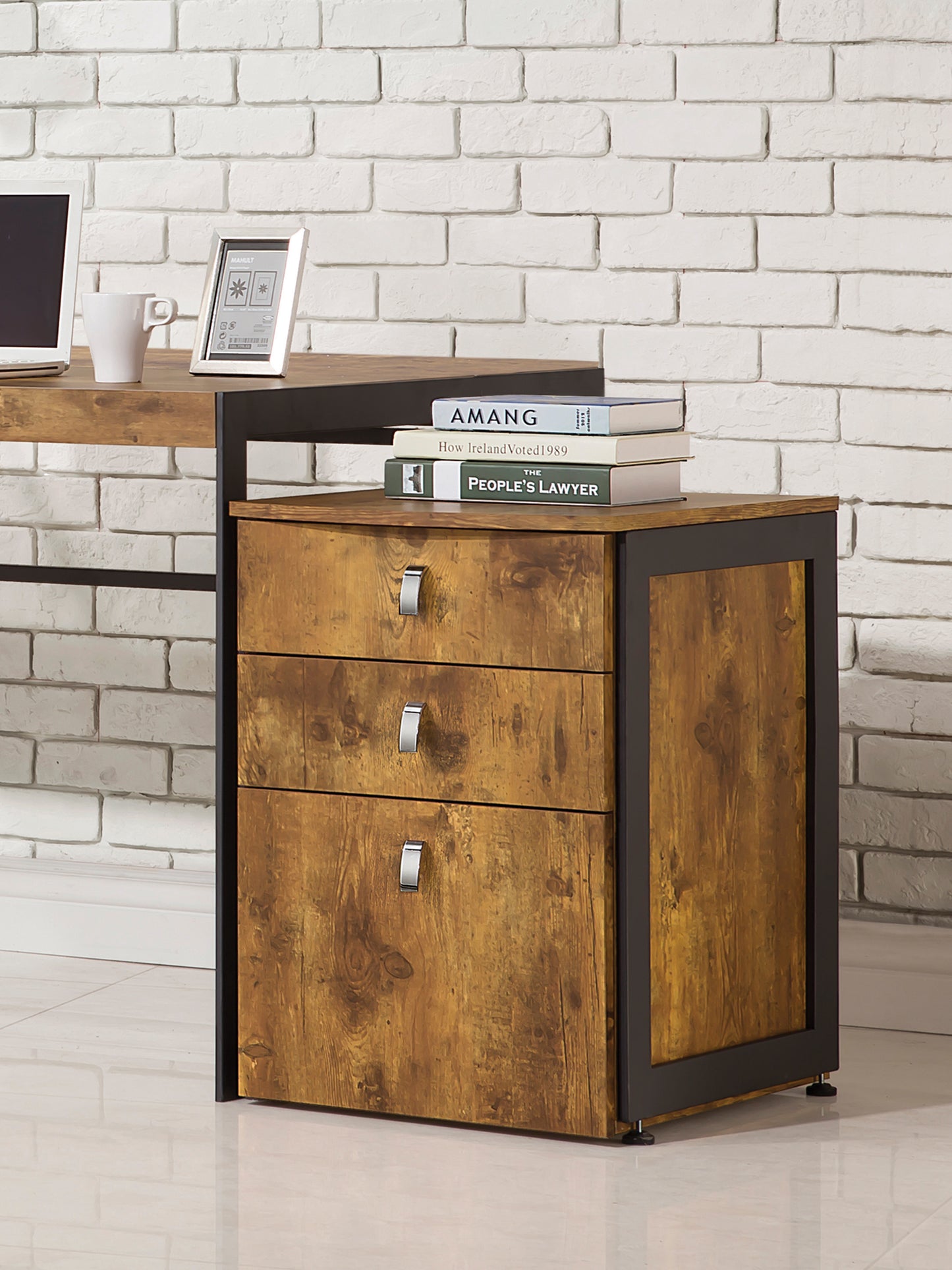 Estrella 3-drawer Home Office File Cabinet Rustic Nutmeg