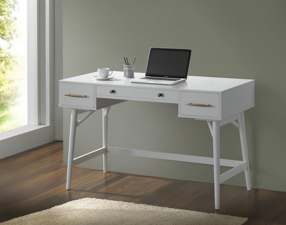 Transitional White Writing Desk - ATL FURNITURE