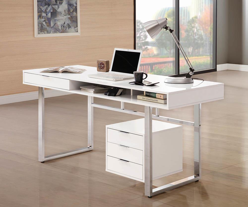 G800897 Contemporary White Writing Desk - ATL FURNITURE