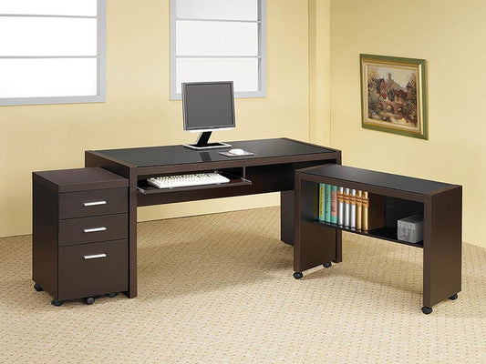 Skylar Contemporary Cappuccino Computer Desk With Keyboard Tray - ATL FURNITURE