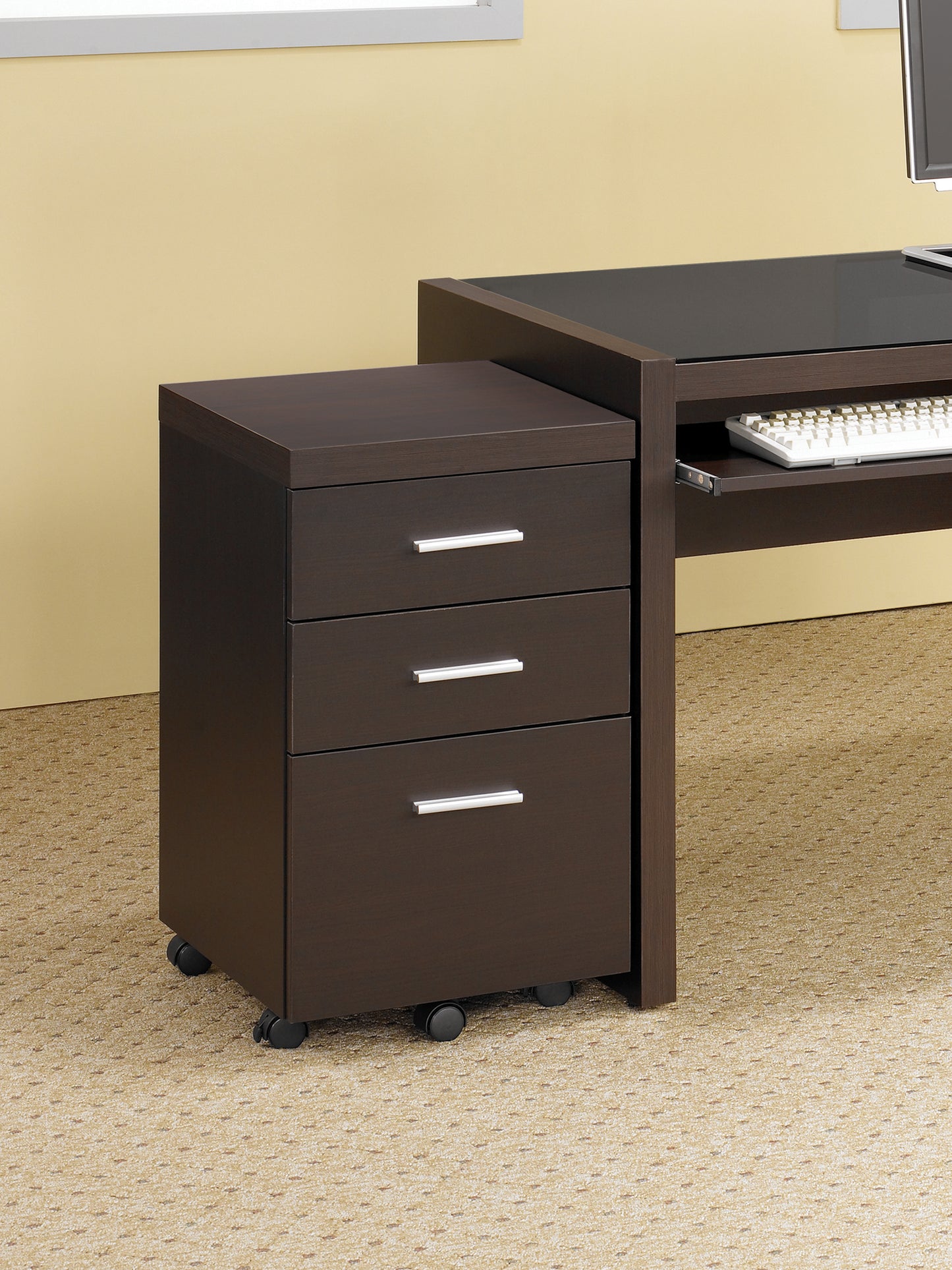 Skeena 3-drawer Mobile Office Storage Cabinet Cappuccino
