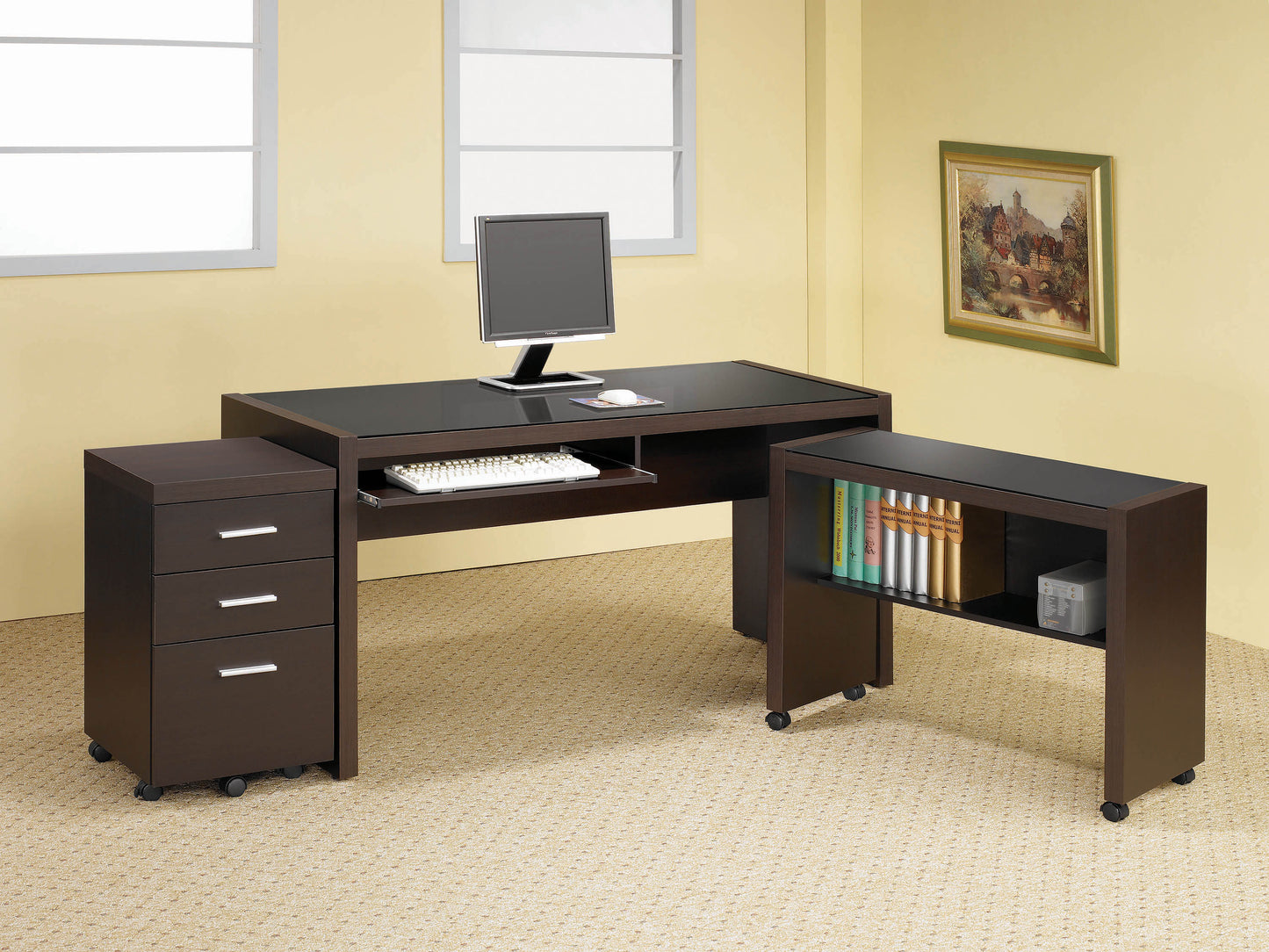 Skeena 3-drawer Mobile Office Storage Cabinet Cappuccino