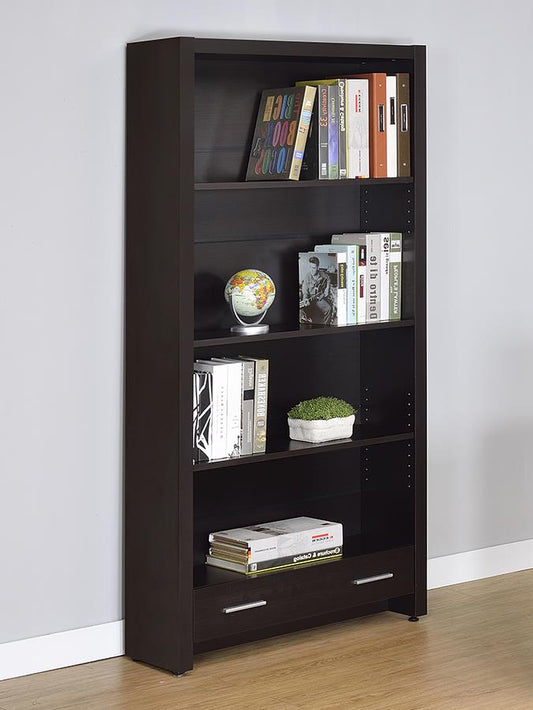 Skylar Contemporary Cappuccino Bookcase - ATL FURNITURE