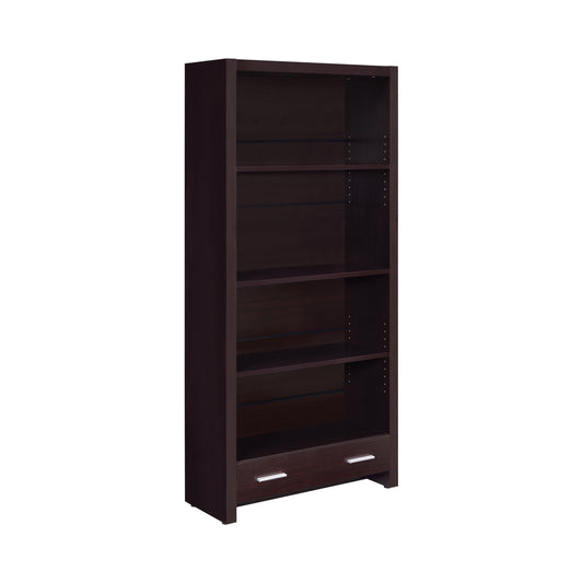 Skylar 71-inch 5-shelf Bookcase with Drawer Cappuccino