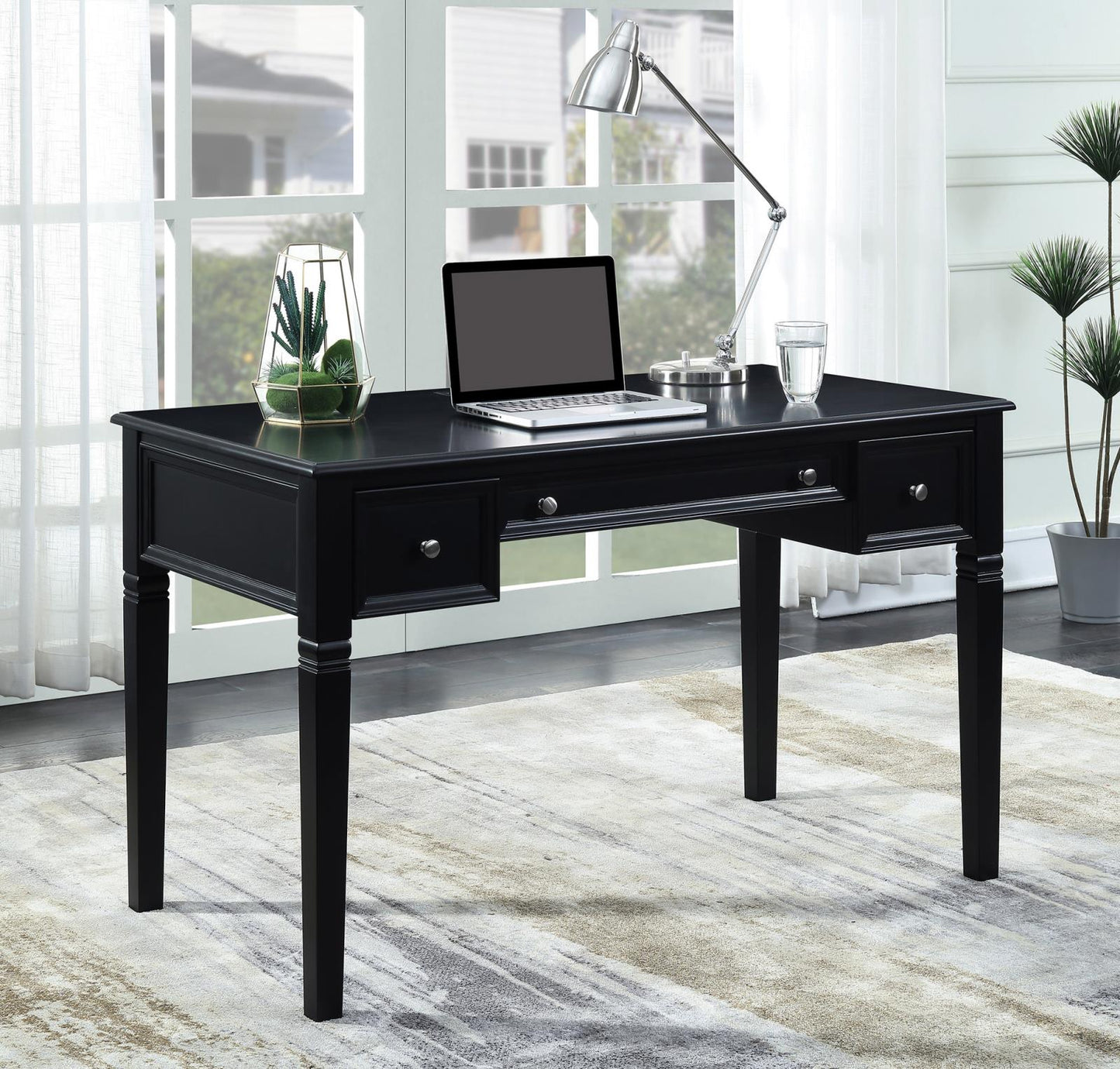 Transitional Black Writing Desk - ATL FURNITURE