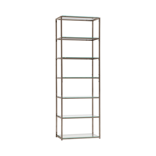 Kate 78-inch 5-shelf Glass Bookshelf Black Nickel