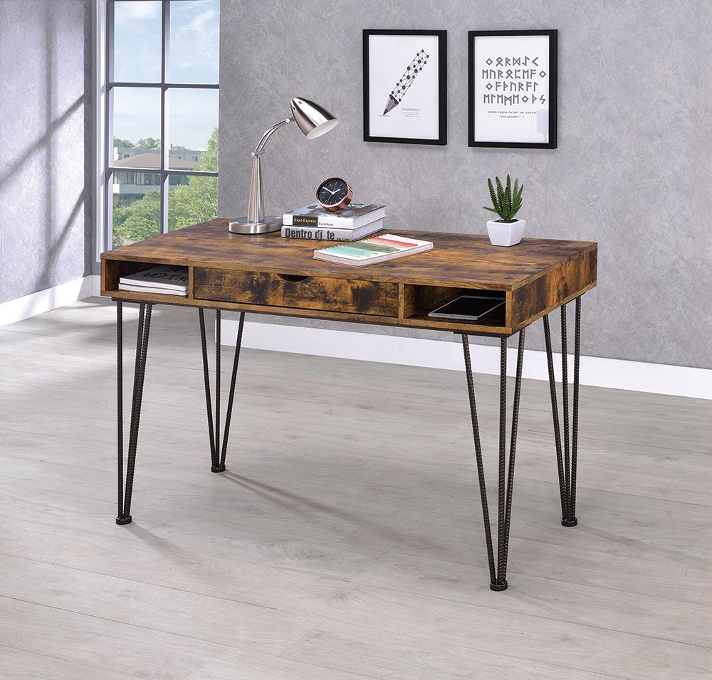 Industrial Antique Nutmeg Writing Desk - ATL FURNITURE