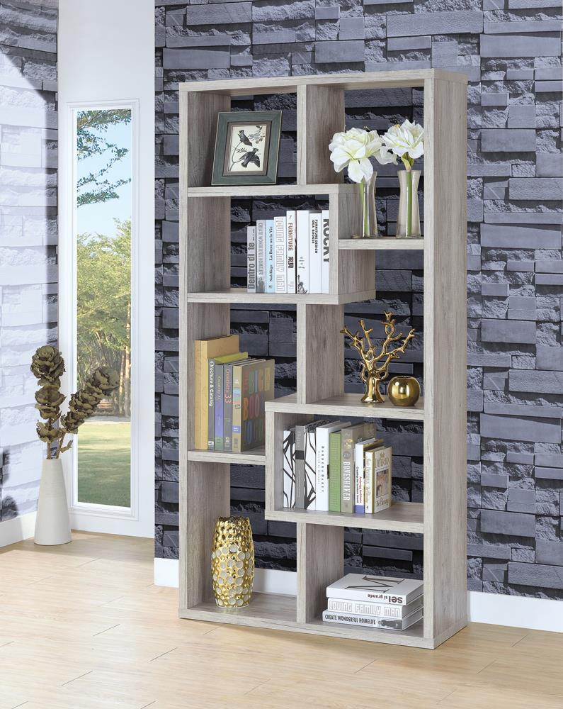 Transitional Grey Driftwood Bookcase - ATL FURNITURE