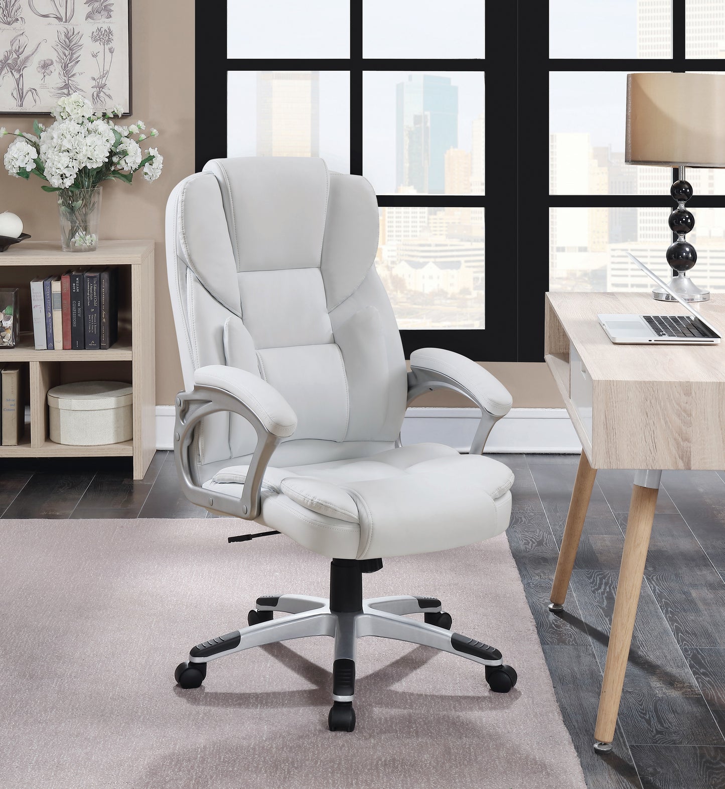 Kaffir Upholstered Adjustable Home Office Desk Chair White