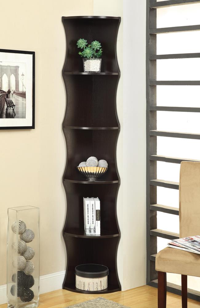 G801182 Casual Cappuccino Corner Bookcase - ATL FURNITURE