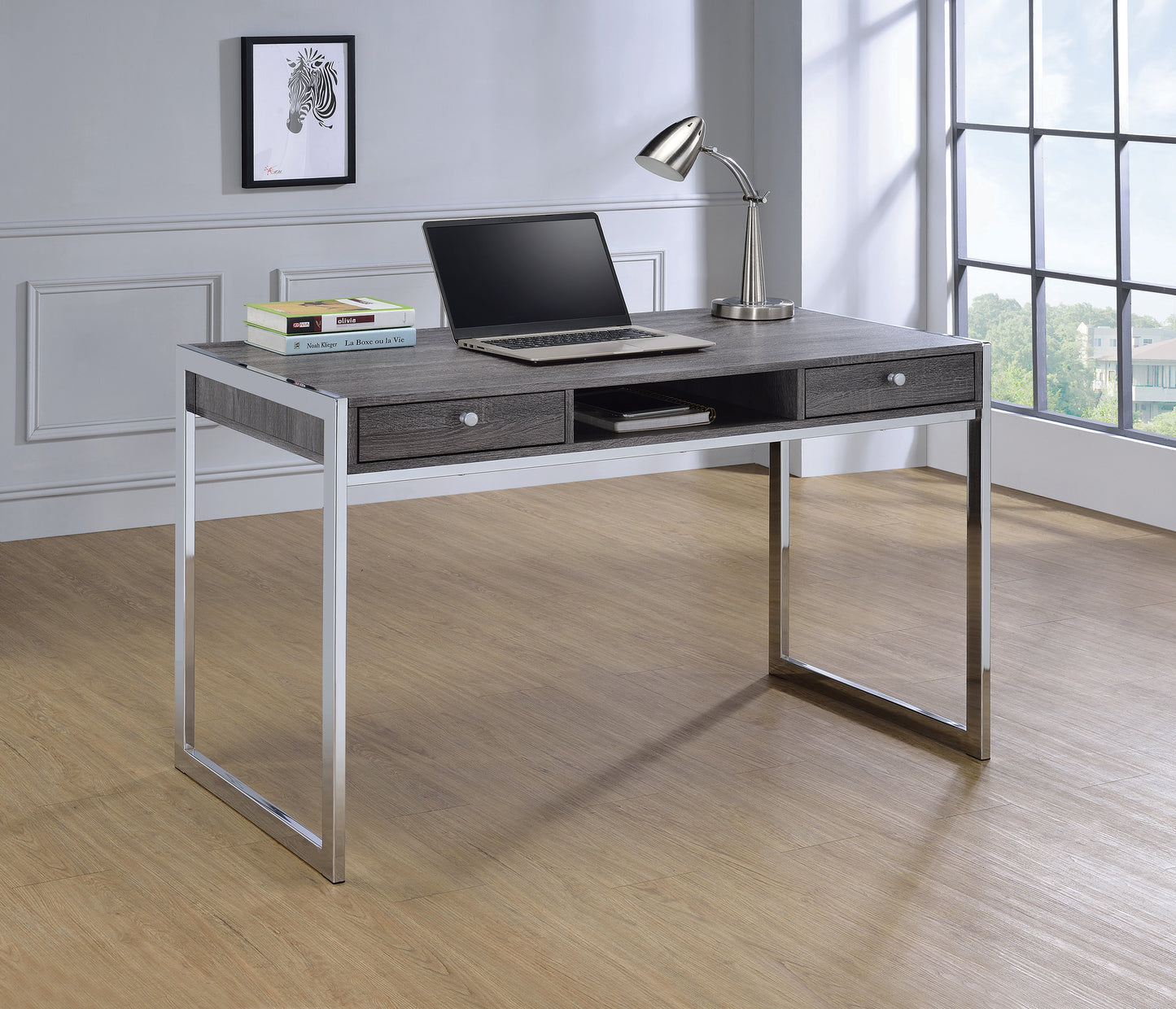 Wallice 49-inch 2-drawer Writing Desk Weathered Grey