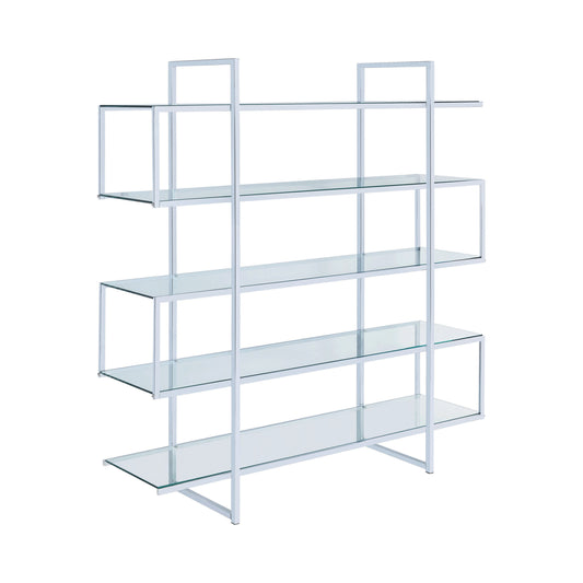 Elmer 63-inch 5-shelf Bookshelf Clear and Chrome