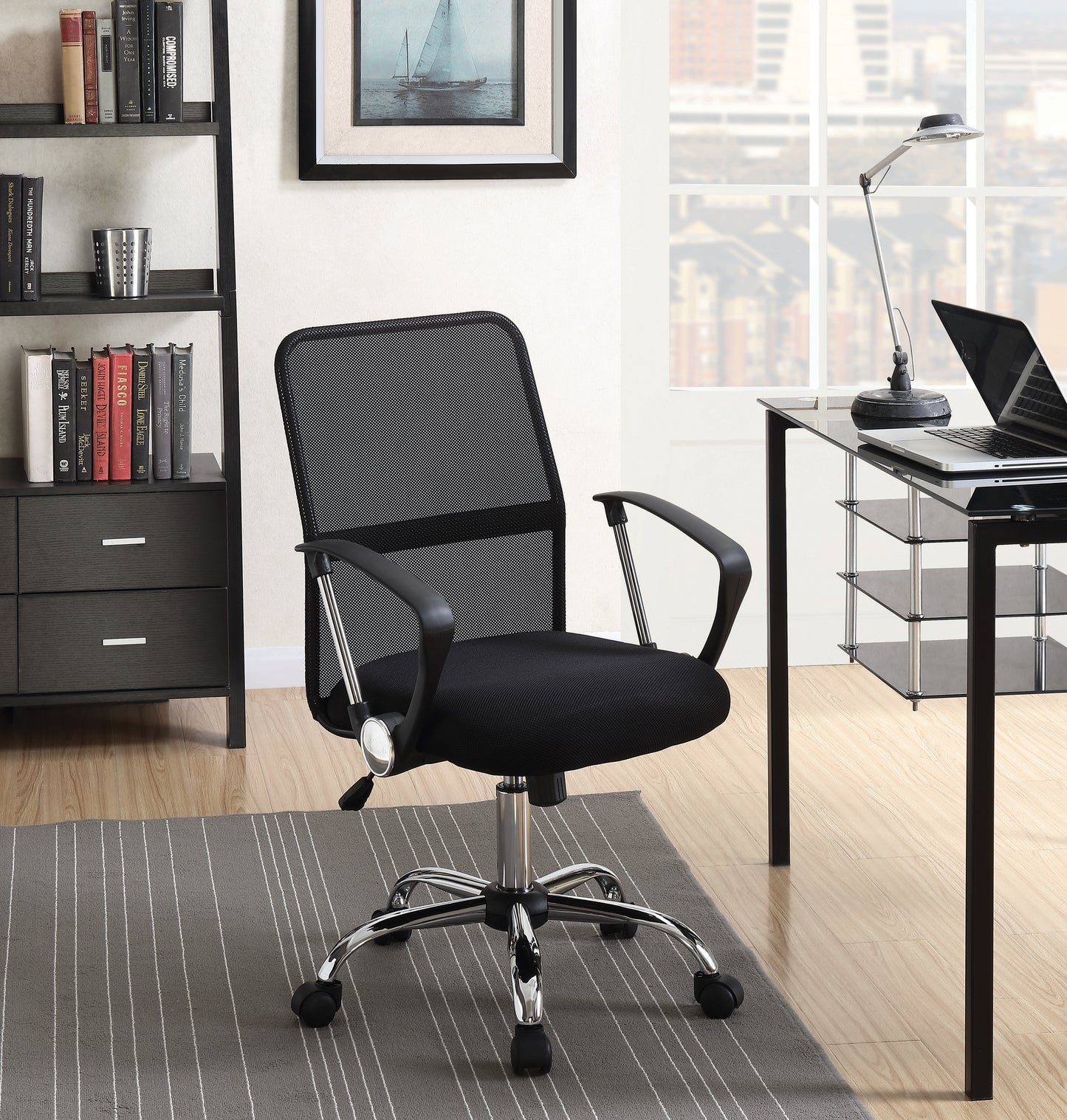 Gerta Upholstered Adjustable Mesh Office Desk Chair Black