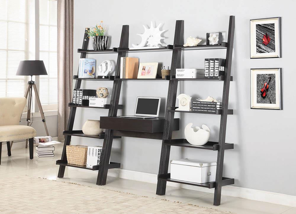 Transitional Cappuccino Wall-Leaning Ladder Desk - ATL FURNITURE