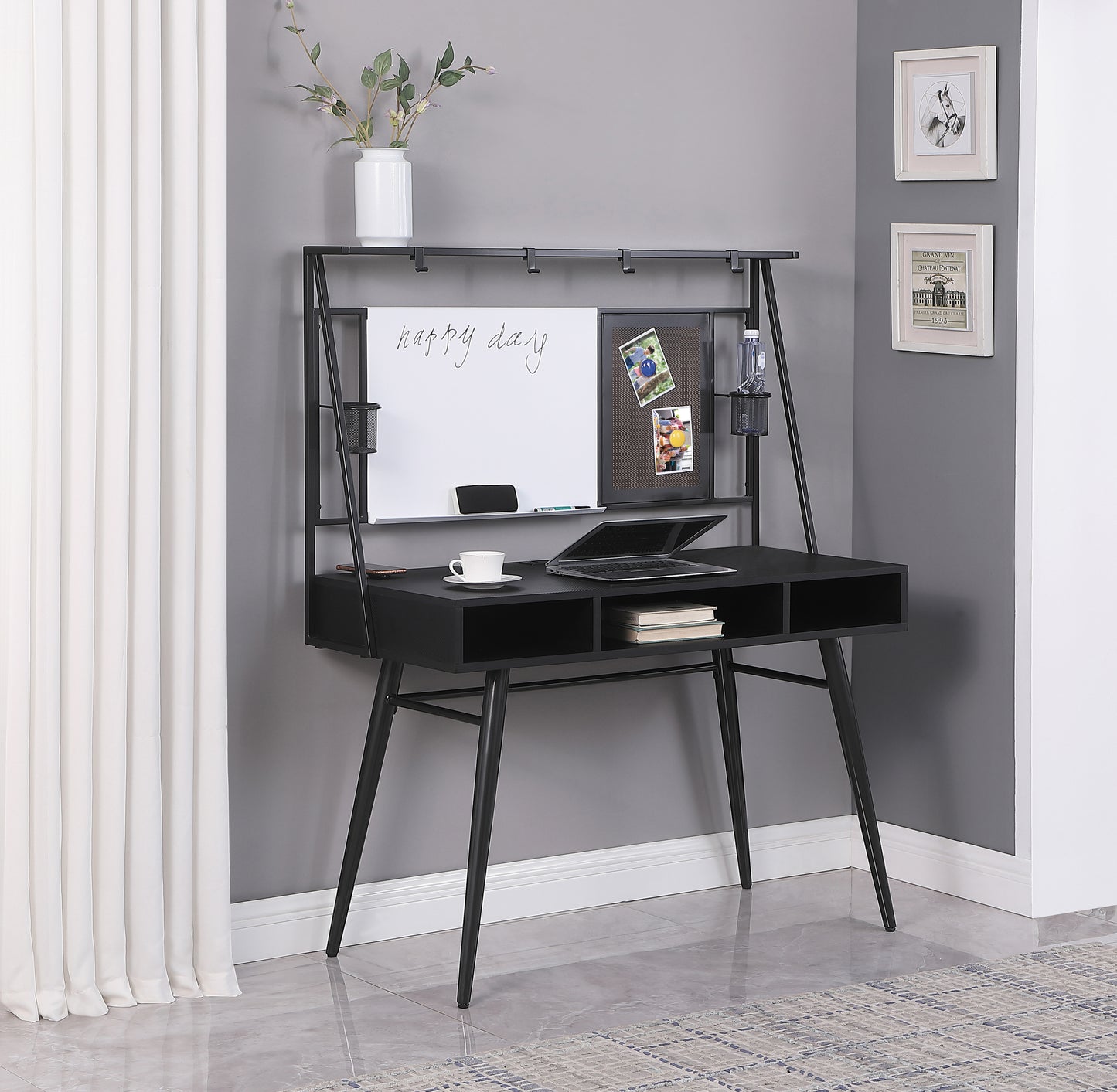 Jessie 47-inch Writing Desk with Whiteboard and USB Black