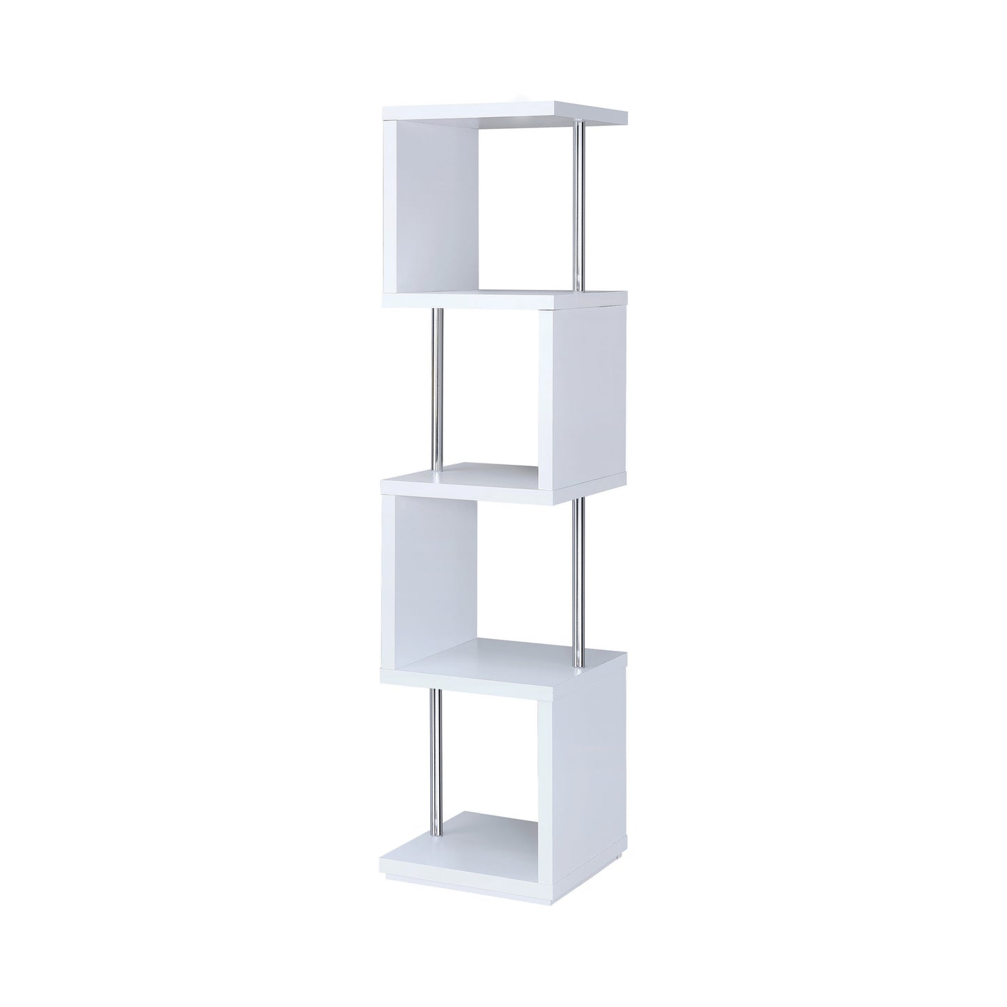 Baxter 67-inch 4-shelf Bookshelf White and Chrome