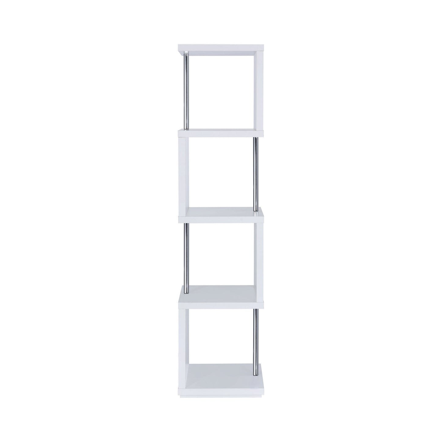 Baxter 67-inch 4-shelf Bookshelf White and Chrome