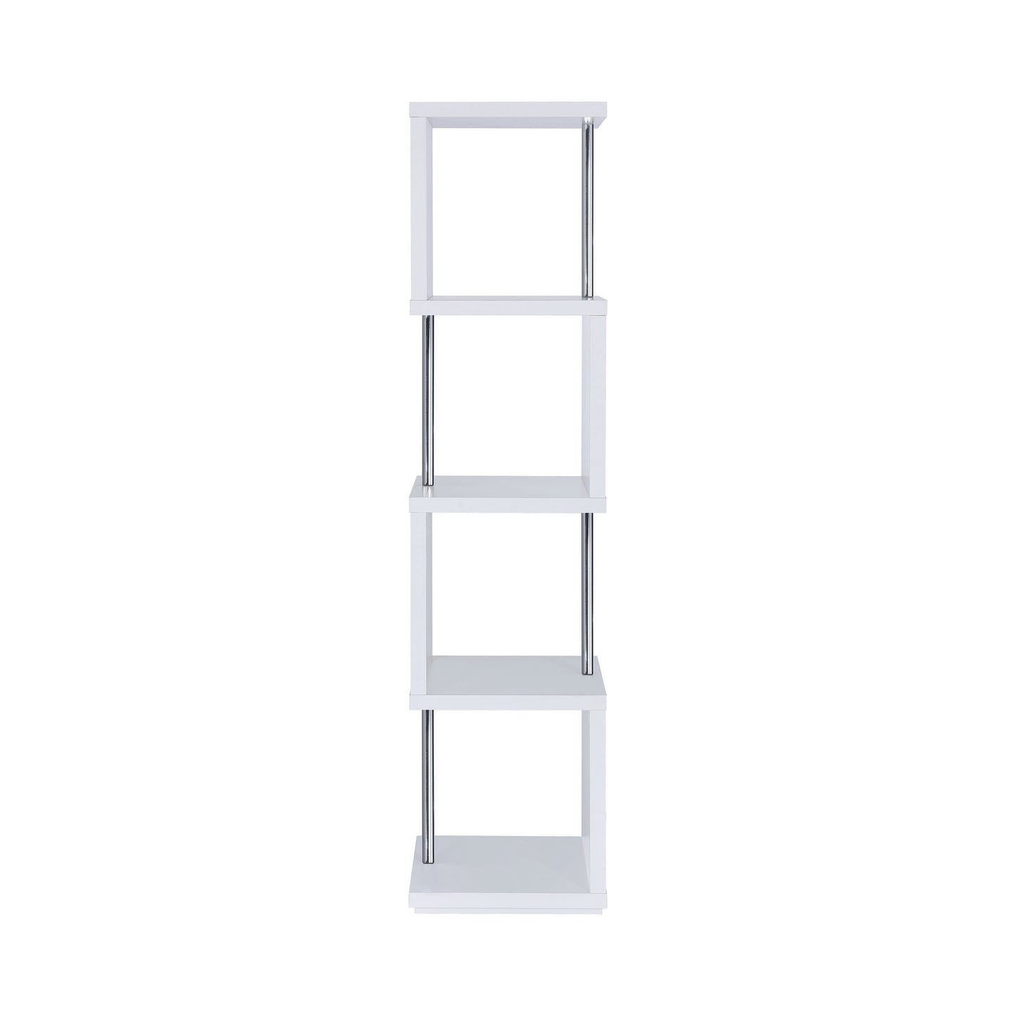 Baxter 67-inch 4-shelf Bookshelf White and Chrome