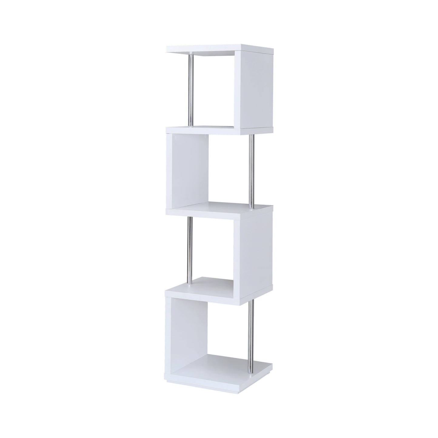 Baxter 67-inch 4-shelf Bookshelf White and Chrome