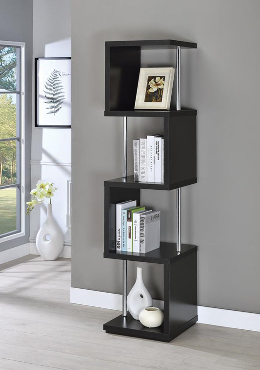 Modern Black Four-Tier Bookcase - ATL FURNITURE