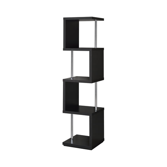 Baxter 67-inch 4-shelf Bookshelf Black and Chrome