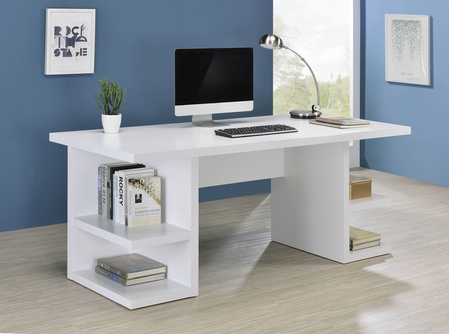 Alice 71-inch 4-shelf Engineered Wood Writing Desk White