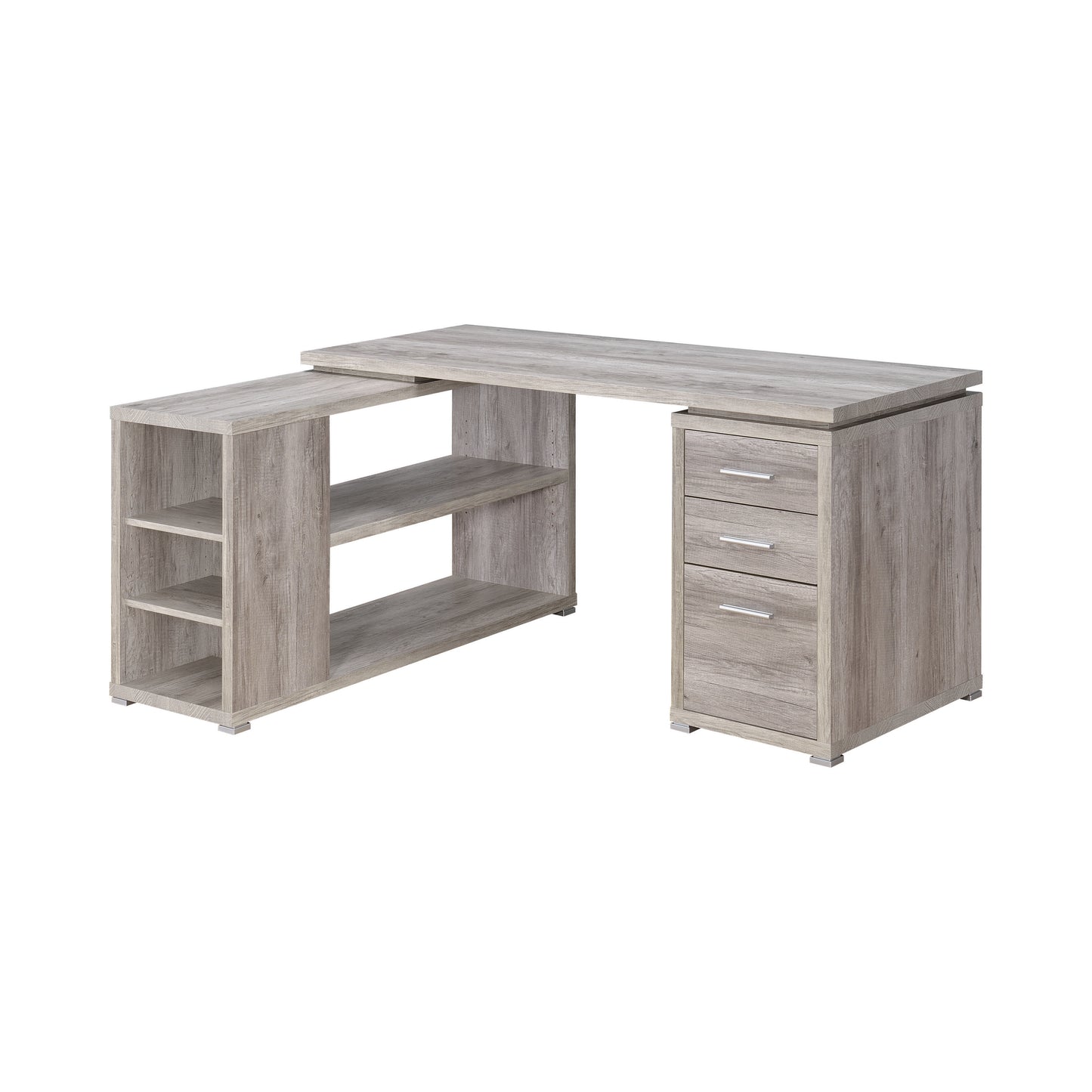 Yvette 60-inch 3-drawer L-Shape Computer Desk Grey Driftwood