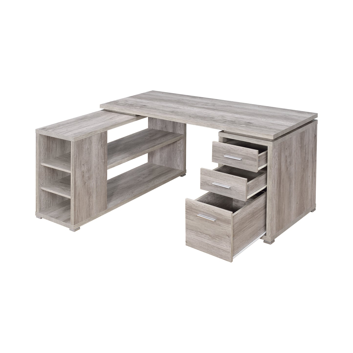 Yvette 60-inch 3-drawer L-Shape Computer Desk Grey Driftwood