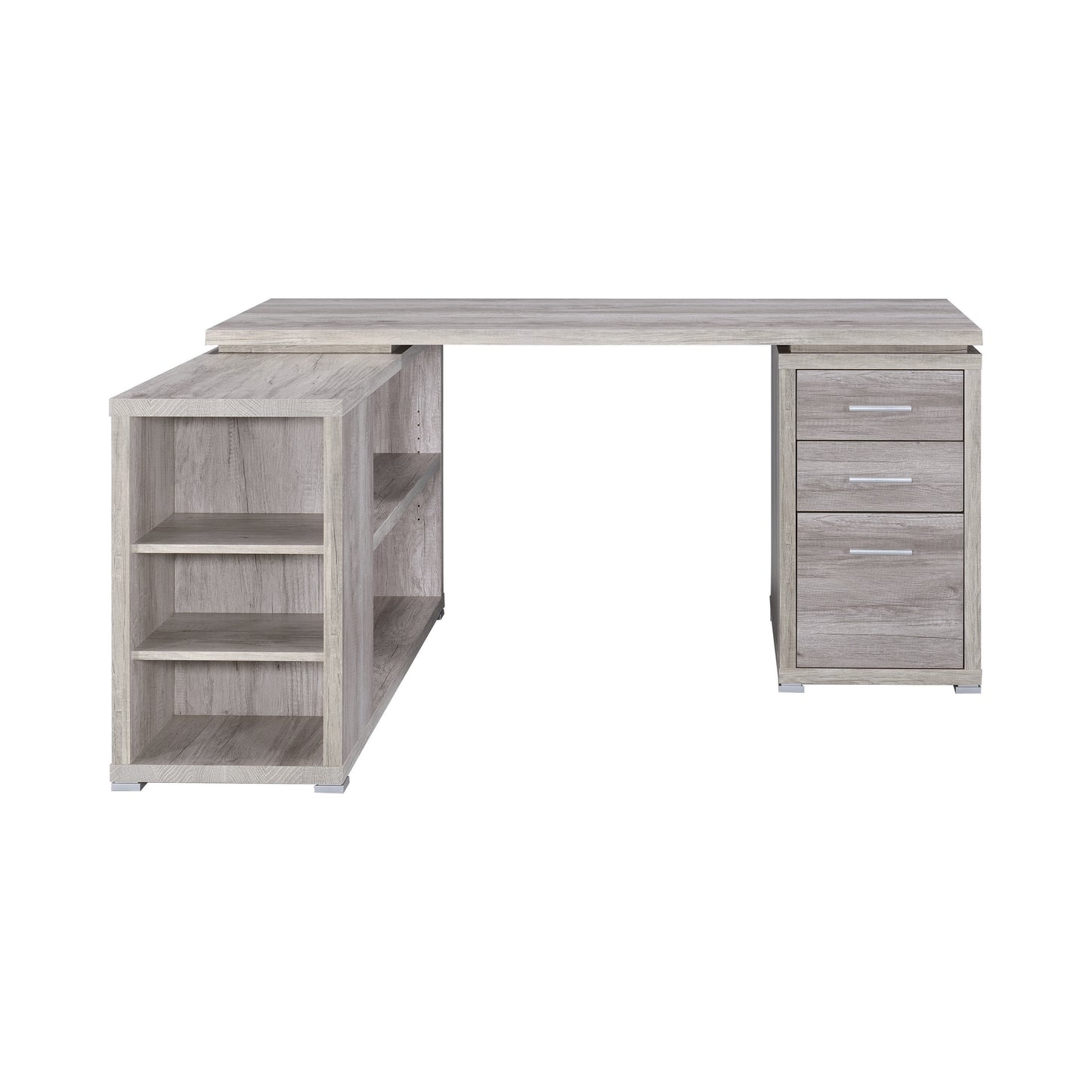 Yvette 60-inch 3-drawer L-Shape Computer Desk Grey Driftwood