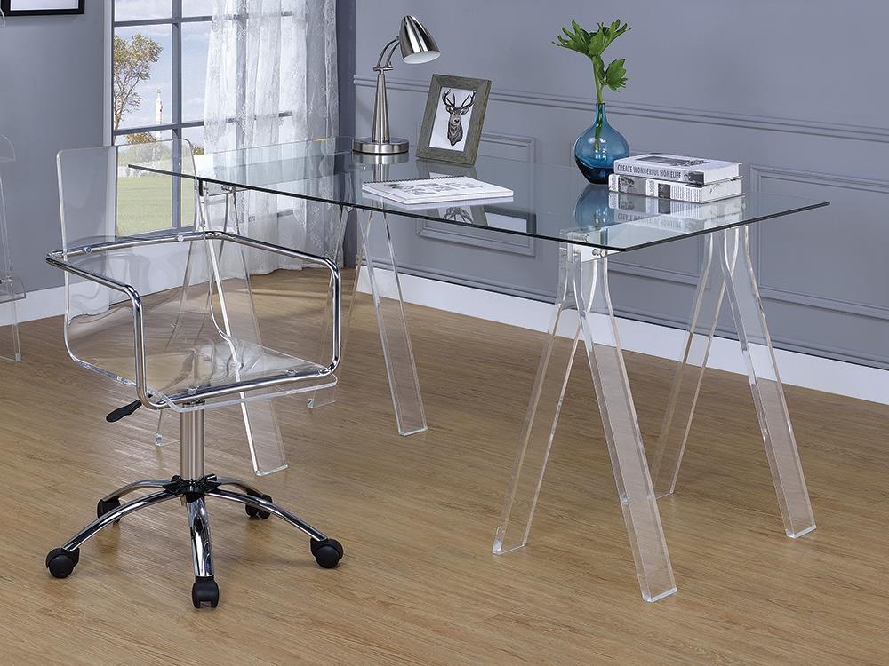 Amaturo Clear Acrylic Sawhorse Writing Desk - ATL FURNITURE