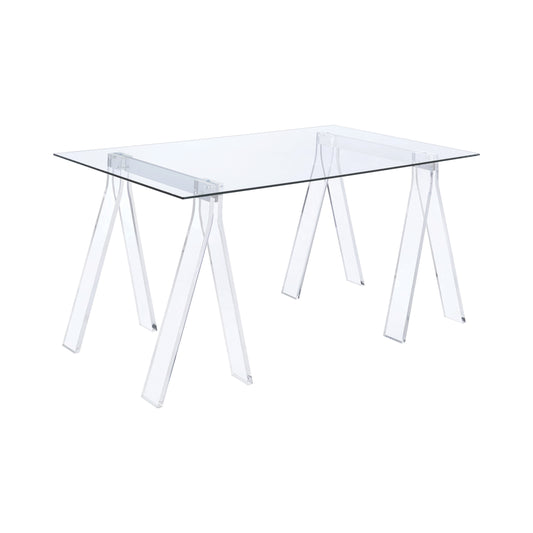 Amaturo 59-inch Glass Top Acrylic Writing Desk Clear