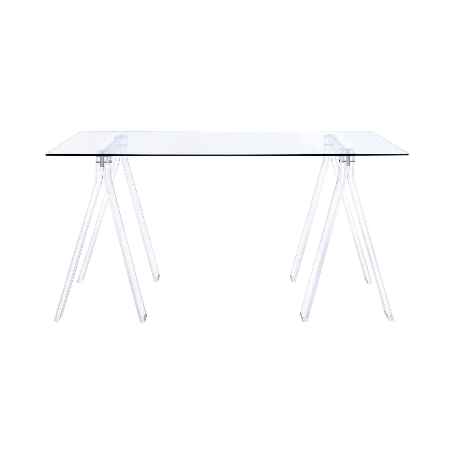 Amaturo 59-inch Glass Top Acrylic Writing Desk Clear