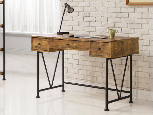 Barritt Industrial Antique Nutmeg Writing Desk - ATL FURNITURE