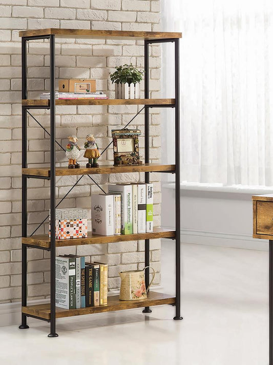 Barritt Industrial Antique Nutmeg Bookcase - ATL FURNITURE