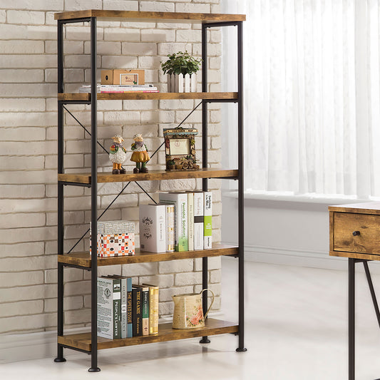 Analiese 63-inch 4-shelf Bookshelf Rustic Nutmeg