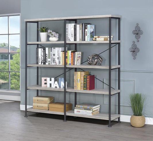 Guthrie Industrial Grey Driftwood Bookcase - ATL FURNITURE