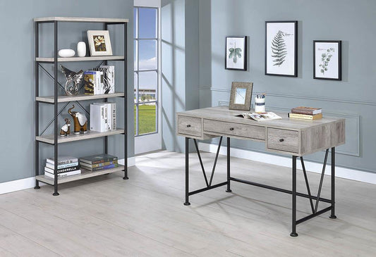 Guthrie Industrial Grey Driftwood Writing Desk - ATL FURNITURE