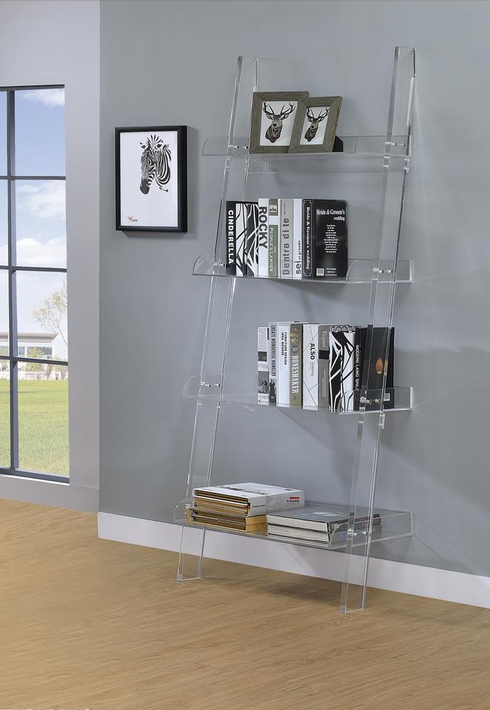 Amaturo Clear Acrylic Ladder Bookcase - ATL FURNITURE