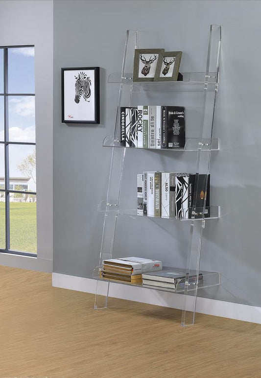 Amaturo Clear Acrylic Ladder Bookcase - ATL FURNITURE