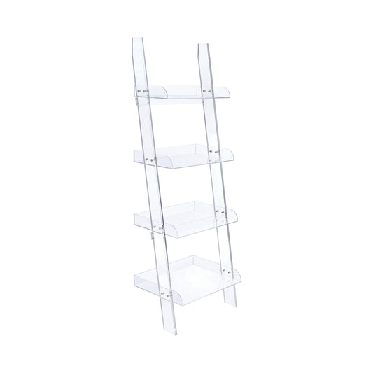 Amaturo 72-inch 4-shelf Acrylic Ladder Bookshelf Clear