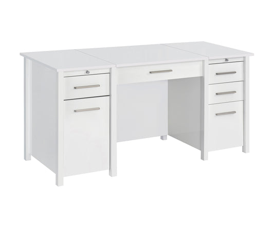 Dylan 60-inch 4-drawer Lift Top Office Desk White High Gloss