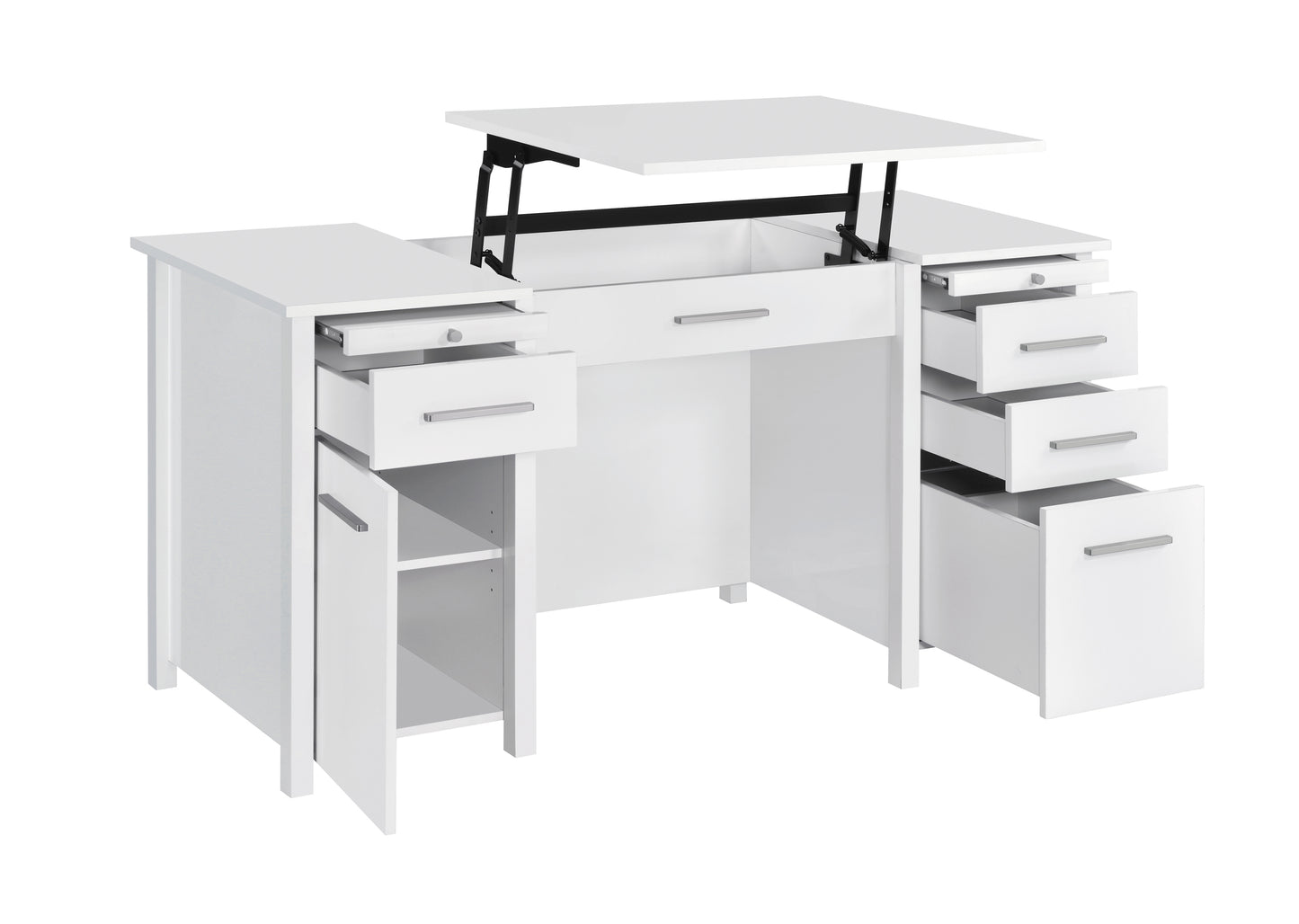 Dylan 60-inch 4-drawer Lift Top Office Desk White High Gloss