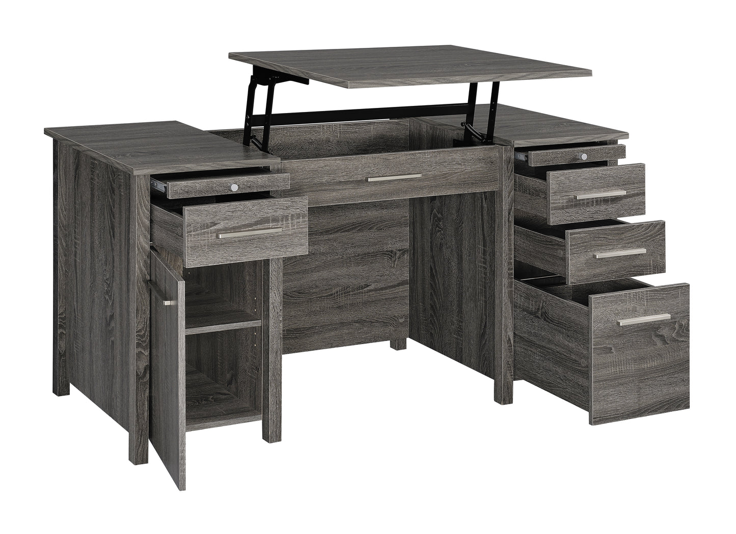 Dylan 60-inch 4-drawer Lift Top Office Desk Weathered Grey