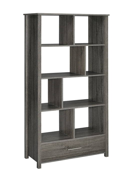 Dylan 68-inch 4-shelf Storage Bookshelf Weathered Grey