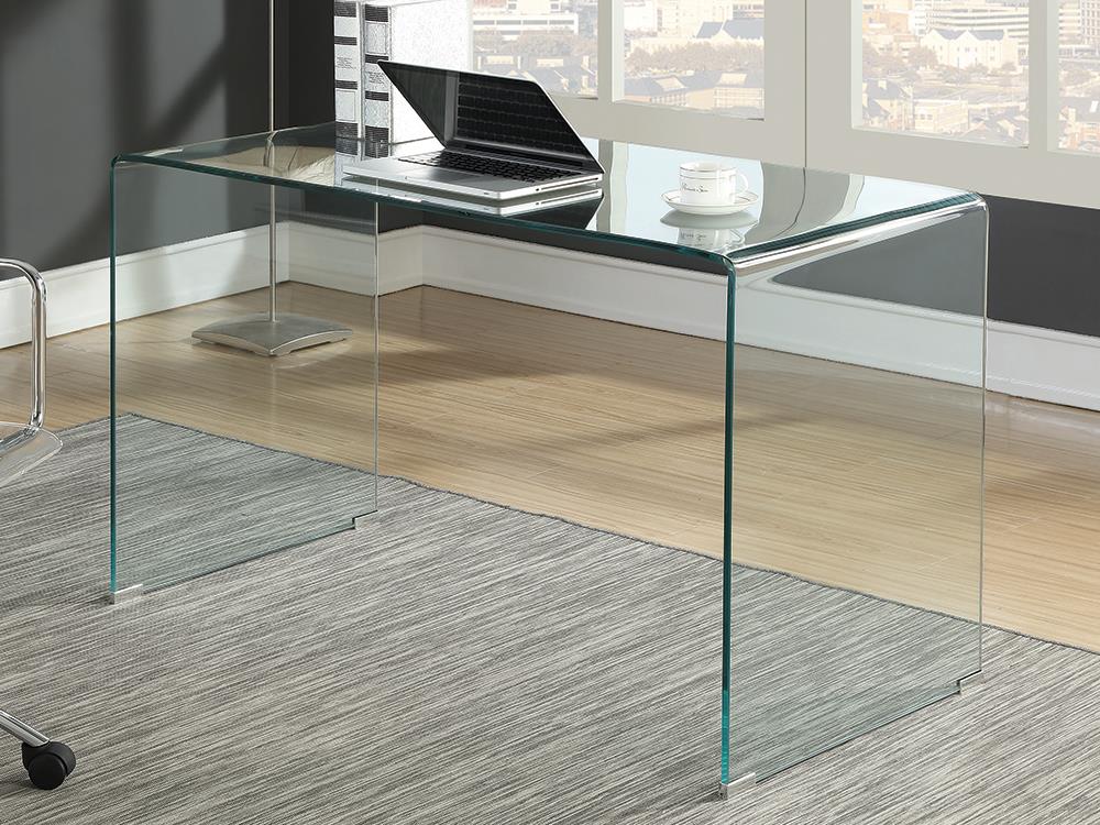 G801581 Contemporary Clear Glass Writing Desk - ATL FURNITURE