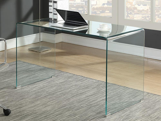 G801581 Contemporary Clear Glass Writing Desk - ATL FURNITURE